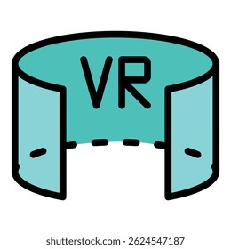 Ícone Vr. Contorno vr ícone do vetor cor plana isolada