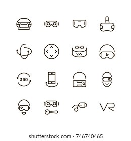 VR Icon Set. Collection Of High Quality Black Outline Logo For Web Site Design And Mobile Apps. Vector Illustration On A White Background.