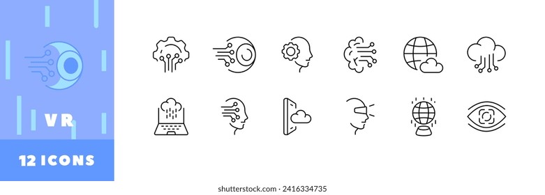 VR icon set. Virtual reality. Linear style. Vector icons