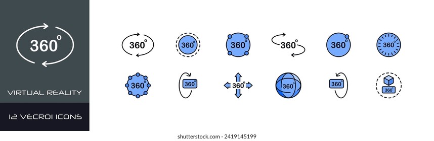 VR icon set. Virtual reality icons. Flat style. Vector icons
