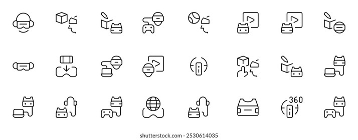 VR icon, Virtual and augmented reality icons, AR icon, outline vector isolated on white background. Can use for web design, mobile apps, ui design and print. Futuristic technology concept.