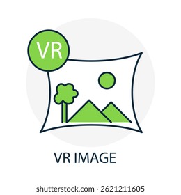 VR Image – Digital Landscape Representing Virtual Environment Visualization with editable stroke