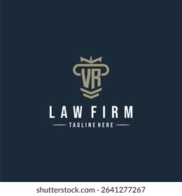 VR initial monogram logo law firm with pillar design
