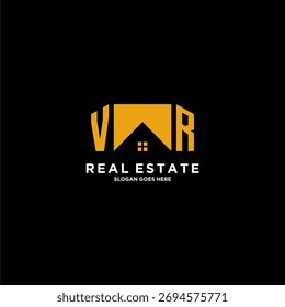 Logotipo do monograma inicial de RV para imóveis com design criativo da casa