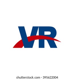 VR initial overlapping swoosh letter logo blue red