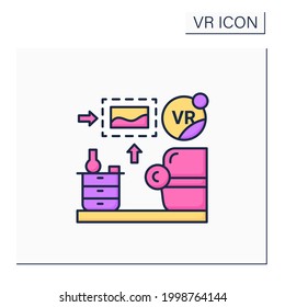 Vr interior design color icon.Live home 3D is virtual reality design app creating virtual models of your interior and home projects.Virtual reality concept. Isolated vector illustration