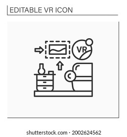Vr interior design line icon.Live home 3D is virtual reality design app creating virtual models of your interior and home projects.Virtual reality concept. Isolated vector illustration.Editable stroke