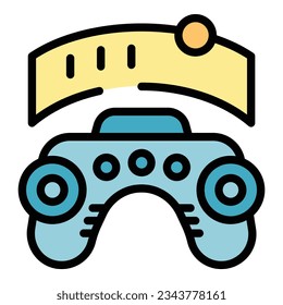 Vr joystick icon outline vector. Button menu. Casino arcade color flat