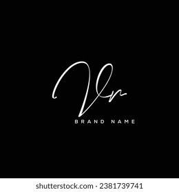 Vr letter beauty handwriting vector logo. 