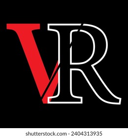 VR letter branding logo design with a leaf..
