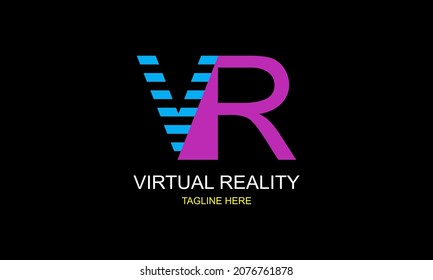 VR Letter Initial Logo Design Virtual Reality, Vector Template