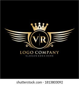 VR Letter Initial with Royal Wing Logo Template.