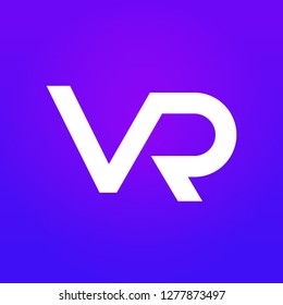 VR Letter Logo Design mit kreativer, moderner, trendiger Typografie und rosafarbenen violetten Farben - VR Virtual-Reality-Illustration