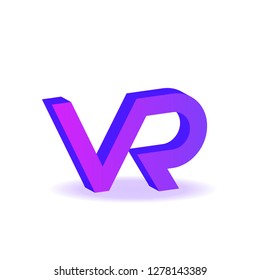 VR Letter Logo Design with Creative Modern Trendy Typography and pink purple Colors - VR virtual reality illustration