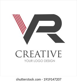 Diseño de logotipo de carta VR con moda moderna creativa