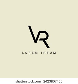 VR letter logo design. VR polygon, circle, triangle, hexagon, flat and simple style with white color variation letter logo set in one artboard. VR minimalist and classic logo. VR