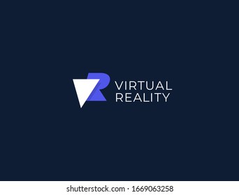 VR letter logo design. Simple, minimal and elegant VR logo design. Vector illustration template. Vector illustration.