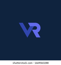 VR letter logo design. Simple, minimal and elegant VR logo design. Vector illustration template. Vector illustration.