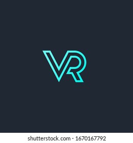 VR letter logo design. Simple, minimal and elegant VR logo design. Vector illustration template. Vector illustration.