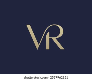 Diseño del icono del logotipo de la letra de VR. Monograma de las iniciales de lujo de estilo clásico.