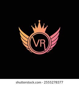 VR letter Logo with Shield, VR shield logo design template
