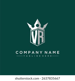 VR letter monogram initial logo for shield and crown design