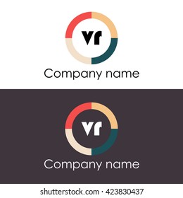 VR letters business logo icon design template. Symbol with four colors circle