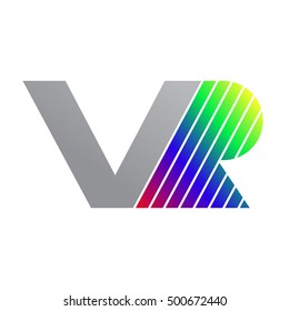 VR letters colorful company logo design linked - virtual reality abbreviation