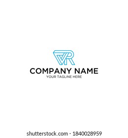 VR Letters Logo Design Slim. Simple and Creative  Letter Concept Illustration.
