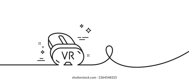 Vr line icon. Continuous one line with curl. Virtual reality sign. Ar simulator goggles symbol. Vr single outline ribbon. Loop curve pattern. Vector