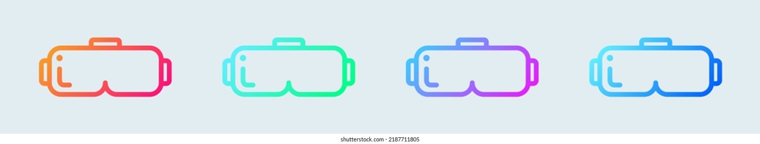 VR line icon in gradient colors. Virtual reality signs vector illustration.