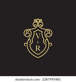 VR line vintage initial logo in high quality professional design that will print well across any print media