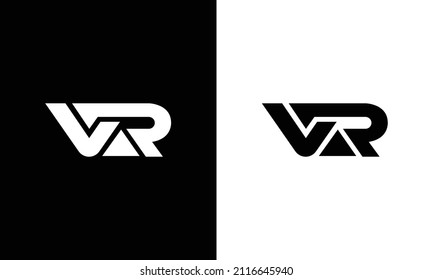 VR logo and icon designs with black or white backgrounds