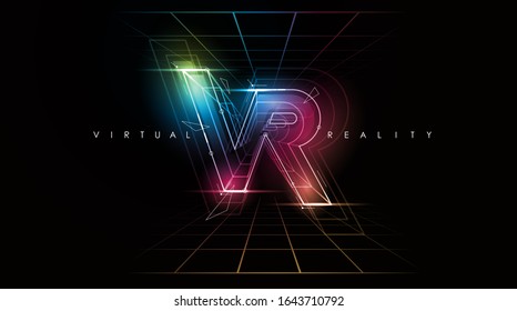 VR logo layout. Modern template for web and print. Virtual reality concept.