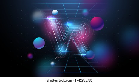 VR logo layout. Modern template for web and print. Virtual reality concept.