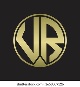 VR Logo monogram circle with piece ribbon style on gold colors