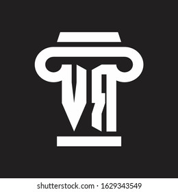 VR Logo monogram with pillar style design template