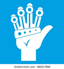 Vr manipulator icon white isolated on blue background vector illustration