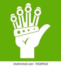 Vr manipulator icon white isolated on green background. Vector illustration