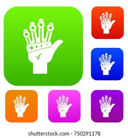 Vr manipulator set icon color in flat style isolated on white. Collection sings vector illustration