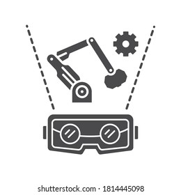 VR Manufacturing Black Glyph Icon. Cyber Technology. Pictogram For Web Page, Mobile App, Promo. UI UX GUI Design Element.