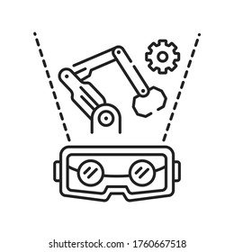 VR manufacturing black line icon. Cyber technology. Pictogram for web page, mobile app, promo. UI UX GUI design element. Editable stroke