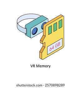 VR Memory isometric Colored illustration. EPS File stock illustration