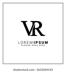 Logotipo vetor mínimo VR - Logotipo empresarial simples para Monograma V e R