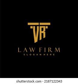 VR monogram initial logo for lawfirm with pillar design