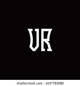 VR monogram logo with curved side style design template