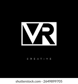 Monograma de espaço negativo VR - Logotipo de marca de letra preto e branco minimalista para branding criativo, Identidade de moda Design moderno Conceitos
