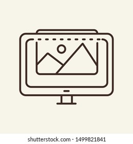 VR on computer line icon. Screen, picture, photo. Technology concept. Can be used for topics like dimension, device, innovation