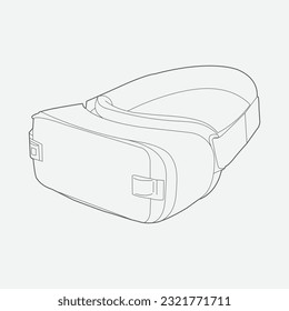 VR Outline Vector Design isolated on White Background 
