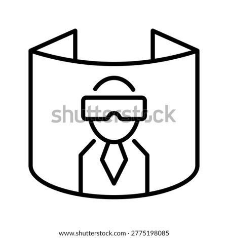 Vr panorama icon. Technology and virtual reality line symbol. Black and white.